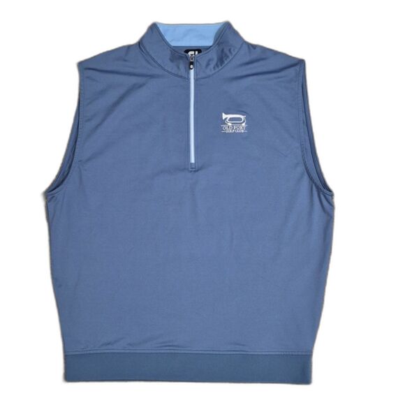 FootJoy Half Zip Performance Golf Vest Men L Blue Custom Club Logo Nylon Blend - Picture 10 of 10